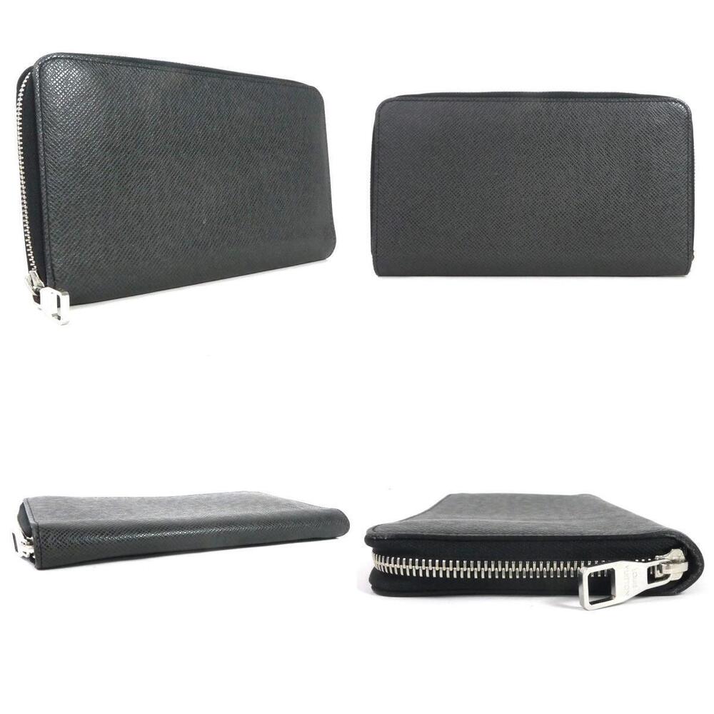 Louis Vuitton Round Wallet Zipper Ardoise Long Organizer Zippy Taiga Black